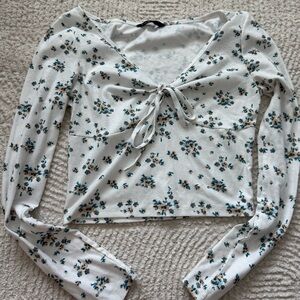 SHEIN White Floral Long Sleeve Top